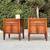 Pair Mid Century Modern Wood + Cane Nightstand Bed Side Table Set 3 thumbnail