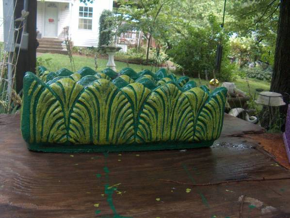 PATIO CONCRETE HERBS/VEGGIES OR FLOWER POTS. HAND PAINTED 2 MATCHING 1