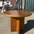 Vintage Postmodern Round Oak Dining Table – Sculptural Pedestal Base 1 thumbnail