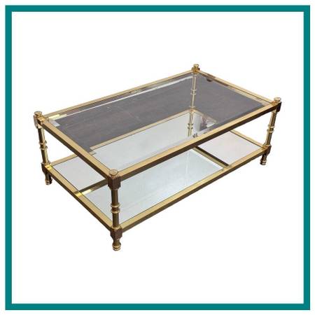 Circa 1970's Italian Brass Two Tiered Coffee Table 1