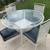 VINTAGE MODERN METAL GLASS TOP TABLE and 4 CHAIRS 4 thumbnail