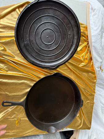 Early 1900s rare Hanks 14” Cast Iron Skillet with Lid (Rome, GA) 1