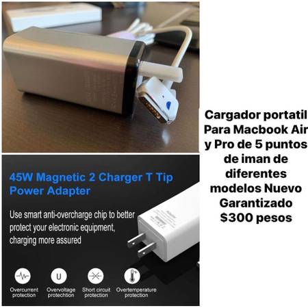 Cargador p/Macb Pro y Air de iman 5 puntos Nuevos Portatil mini en $25 1