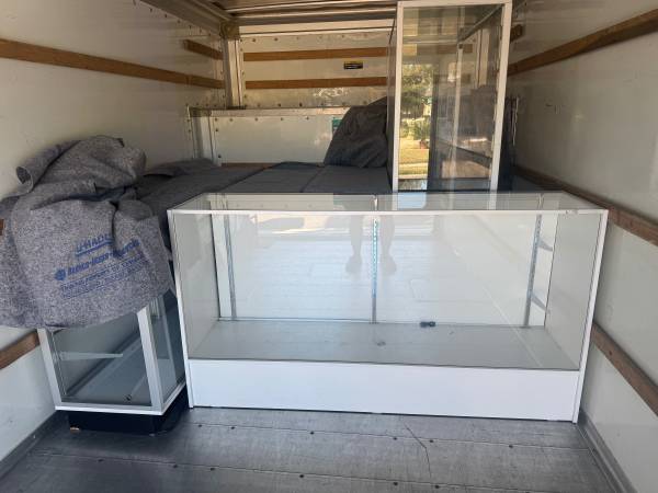 Glass display cases with hardware and glass shelves 1