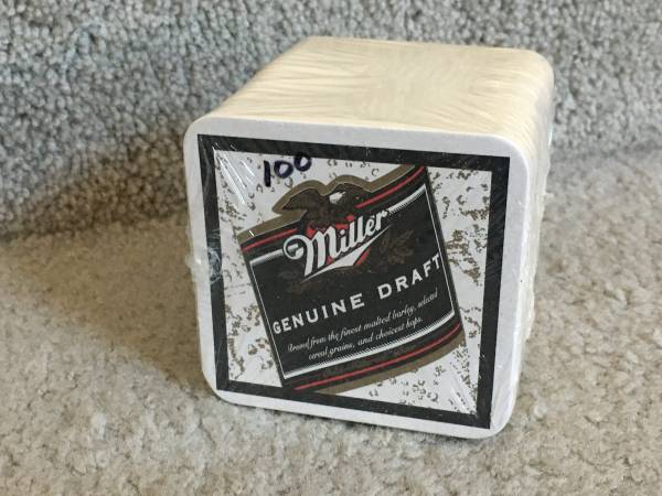 100 Beer Coasters SEALED Miller Genuine Draft 1