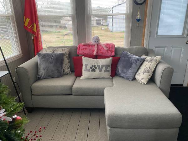 D. M. Stacy Gray Sofa with Chaise 1