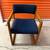 Solid wood MCM chair with blue fabric - 2 available 1 thumbnail