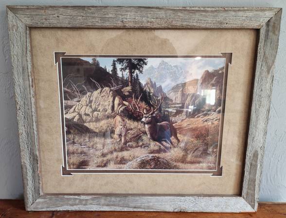 Beautiful Frank D. Miller Framed Painting Cougar Chasing A Buck Deer 1