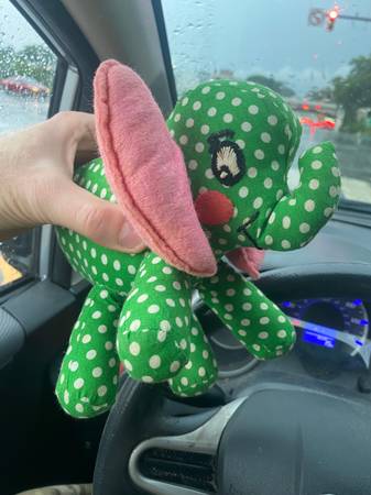 Vintage Handmade Green with White Polka dot Elephant Plush Stuffed Ani 1
