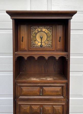 Upright General Electric Clock No Radio Record Player Shelving Cabinet 1