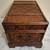 VINTAGE BROWN WOOD WICKER TRUNK WITH METAL LATCH 3 thumbnail