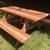 Redwood Picnic Table, 6 foot long with attached benches. 4 thumbnail
