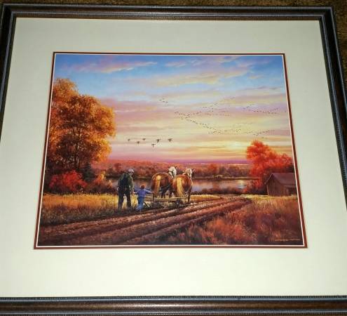 - Americana Art - Plowing - Sunset - Farming - 1