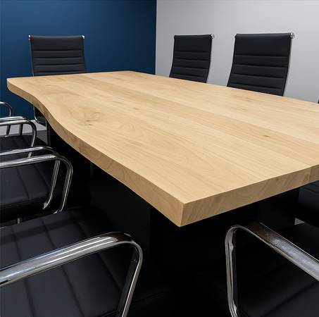 Maple Wood Conference Table & 8 Chairs Genuine Leather Chairs 1