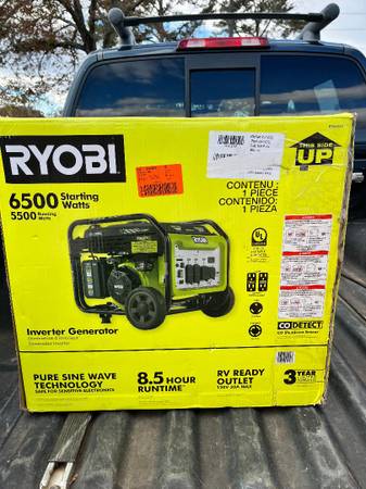 Ryobi 6500-Watt Gasoline Powered Inverter Generator with CO Shutdown & 1