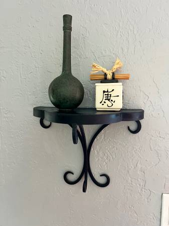 Pottery Barn iron shelves/sconces 1