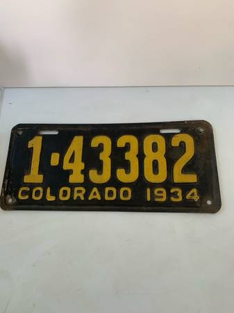 1934 Colorado License Plate good condition 1
