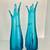 Pair LE Smith Peacock Blue Glass 4 Finger Swing Vase 13” 4 thumbnail