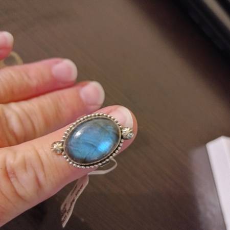 Native American Labradorite & 925 Silver Ring-size 7 1