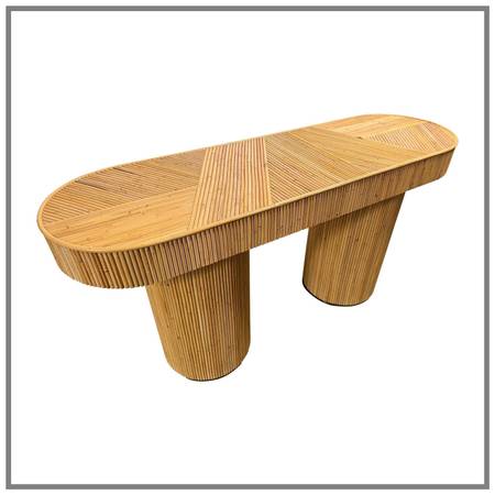 Studio Ellison Liza Oval Rattan Console Table 1