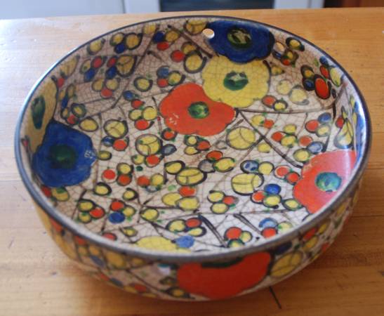 Vintage G.O Kyoto Ceramic Floral Japanese Yarn Bowl. 1