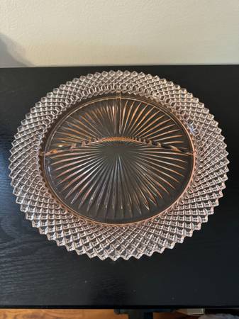 Vintage Anchor Hocking Miss America Pink Divided Grill Plate 1
