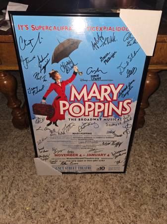 Framed 2014 cast autographed mary Poppins poster 1