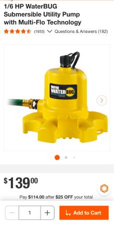 1/6 HP WaterBUG Submersible Utility Pump 1