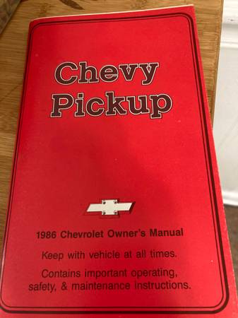1986 Chevy Pickup Owner's Manual 1