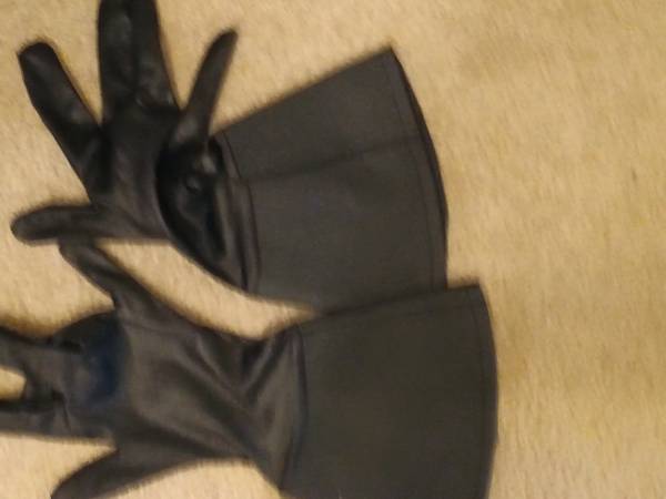 Halloween.  ..Black leather looking gloves 1