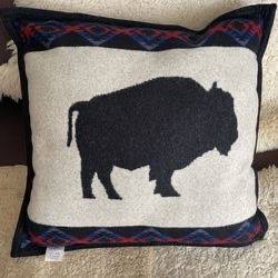 Large Pendleton Bull And Flag Pillow 1