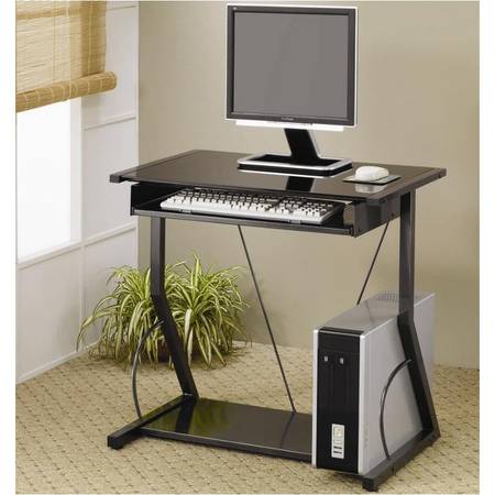 #3302 Black/Glass Computer Desk 1