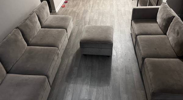 Modular Sectional Couch with Ottoman – Gray 1