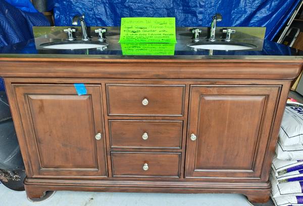 SOLID CHERRY DOUBLE SINK BATH VANITY 1