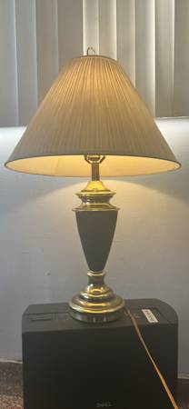 Traditional Brass & Black Table Lamp with Pleated Shade 1