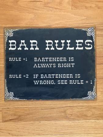 Metal Bar Rules Sign 1