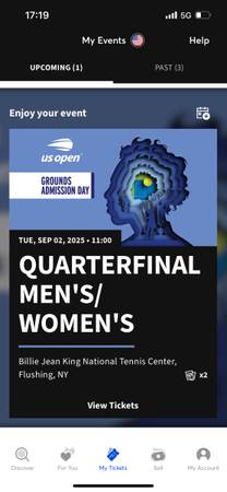 US Open grounds pass 9/2 1