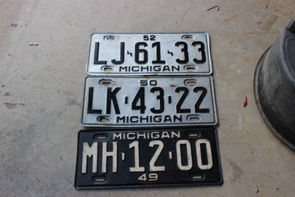 1949 1950 1952 Michigan License Plates 1