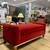 Red Velvet Sofa Bench with Wood Base and Cushion 7 thumbnail