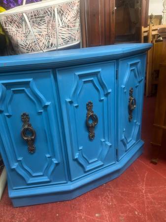 Used Bold Cornflower Blue Hollywood Regency Buffet – Vintage Sideboard / Me — $80 in Florence
