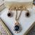 18k Gold Diamond & Sapphire Earrings and Pendant on 14k Gold Chain 2 thumbnail