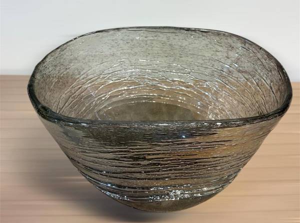 Julia Reimer Hand Blown Glass Smokey Silver Gossamer Bowl. 1