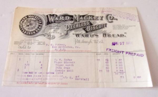 1908 WARD-MACKEY Company Collectible - Pittsburgh, PA 1