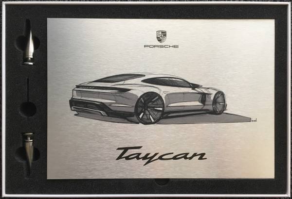 Limited Edition Porsche Taycan Art Plaque Stand 1