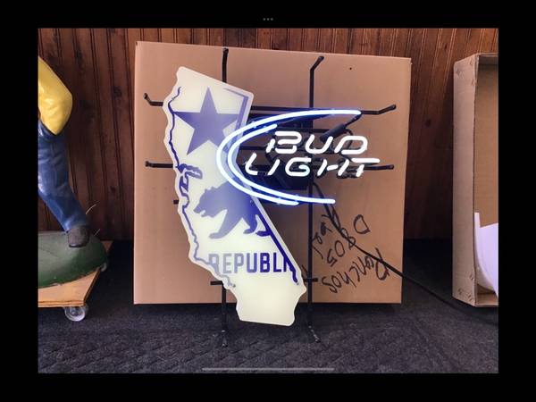 Neon Bud Light Sign- Large & in the Shape of  California 1