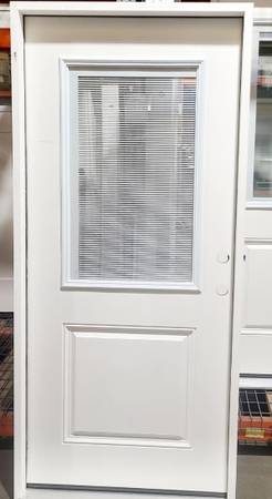 New 36" 1/2 Glass w/Blinds LH Inswing Fiberglass Exterior Entry Door 1