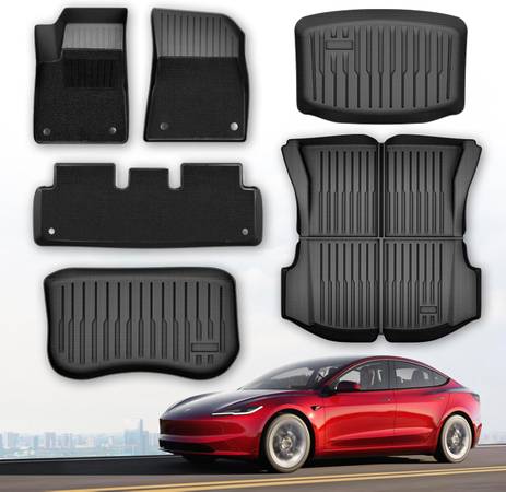 Tesla Model 3 Carpet Floor Mats with carpet Inserts 5-Seat 2017-2023 1
