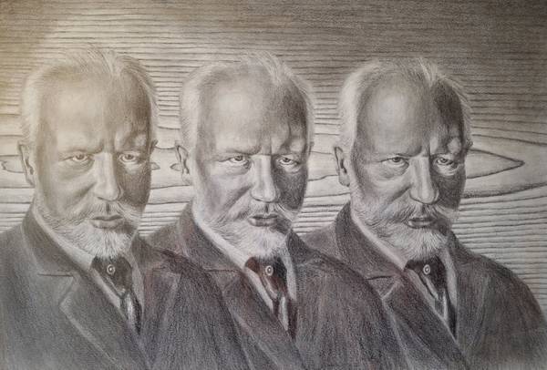 Tchaiyovsky over time. Painting  It is 12"x17". 1