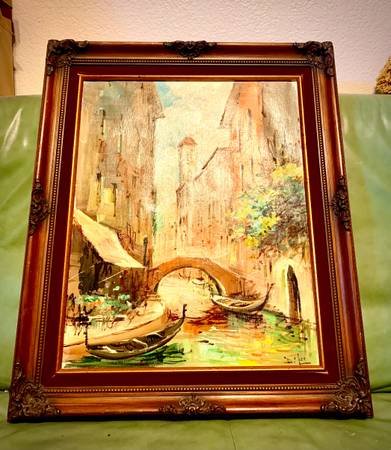 Beautiful original signed oil painting Venice by D. Lee  L21.5/16xH26/20 inch Lb 1