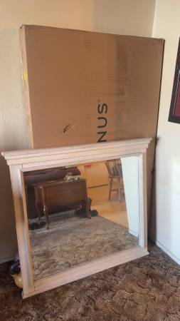 Large Rustic White Mirror - 50 1